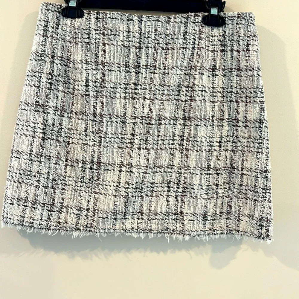 Aqua Women's Plaid Zipper Raw Hem Smock Skirt Sz L Retail $118 - Picture 2 of 5